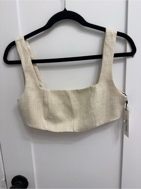 Commense Cream Cropped Square-Neck Tank